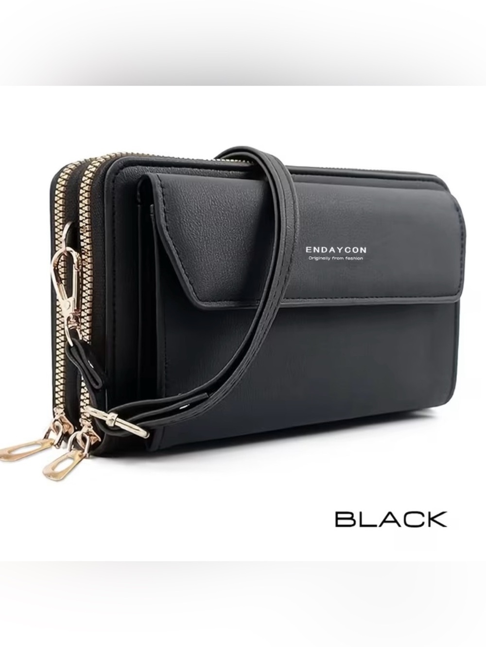 Black Crossbody Wallet Bag with Gold Hardware - NWOT - Picture 2 of 7